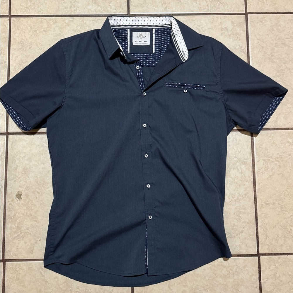 Navy Short Sleeve Button-Down Shirt